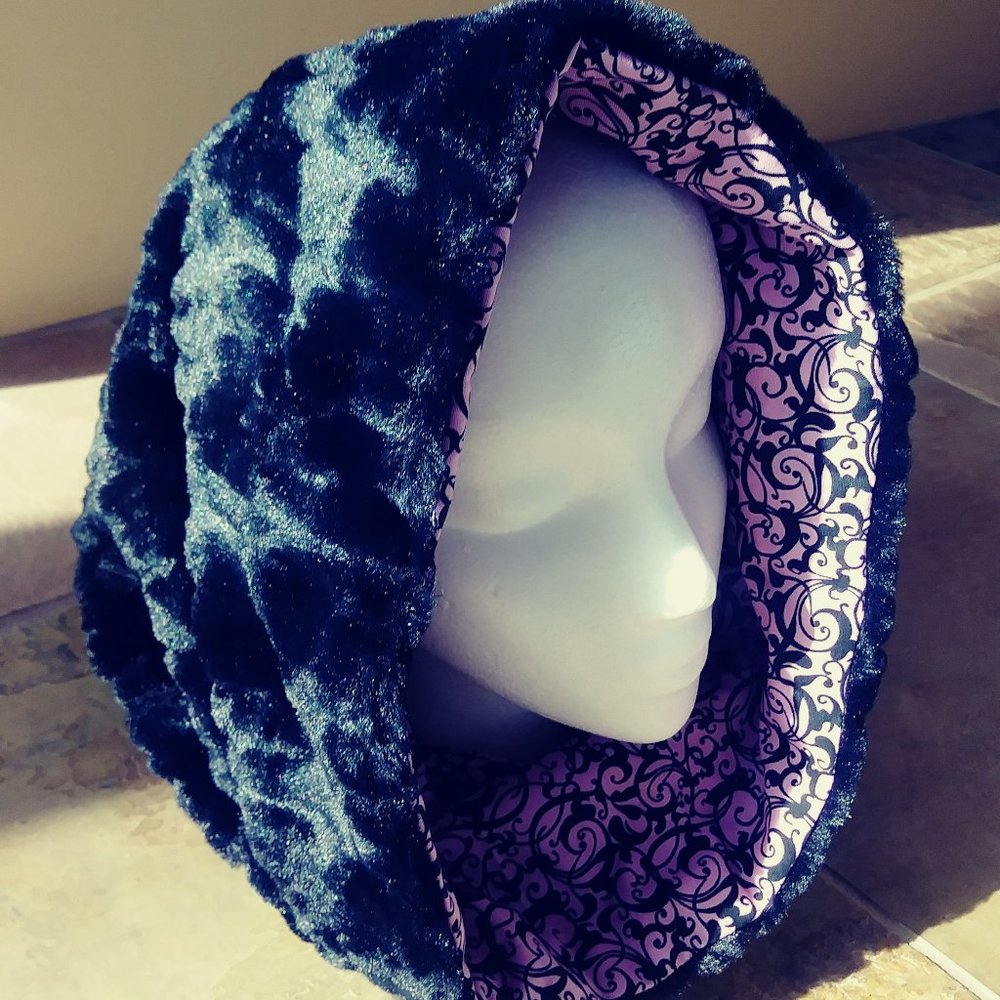 Reversible Black & Pink Cotton Soft Neck Cowl